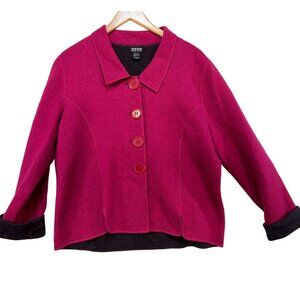 Nomadic Traders  Womens Wool Blend Button-Up Jacket M Magenta